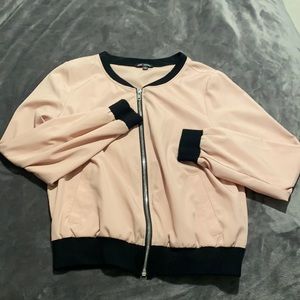 Pale pink silver zipper jacket